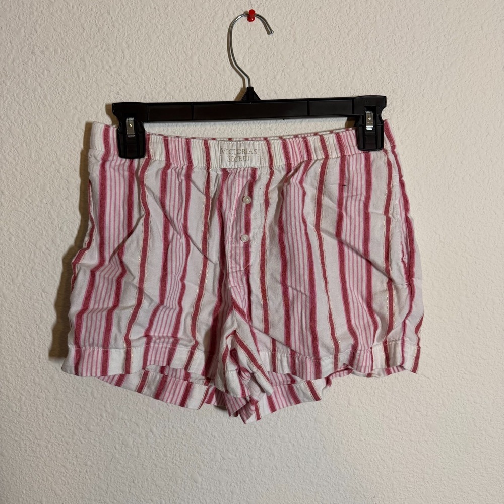 Victoria's‎ Secret Pajama Sleep Shorts Womens XS White Pink Vertical Striped